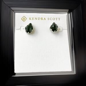 Kendra Scott Rhodium Plate Opaque Black Glass Tessa Stud Earrings